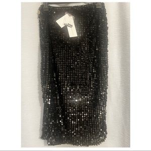 French Connection Black Sequin Midi Skirt